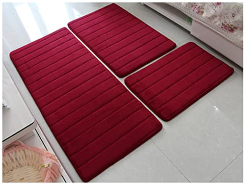 Absorción de agua Matera de baño Conjunto de baño antideslizante Estera de baño junto a la lavadora Sala de estar Dormitorio Dormitorio Suelo de inodoro Alfombra 1pc / 3pcs(Red 3pieces,1 piece 40x60cm