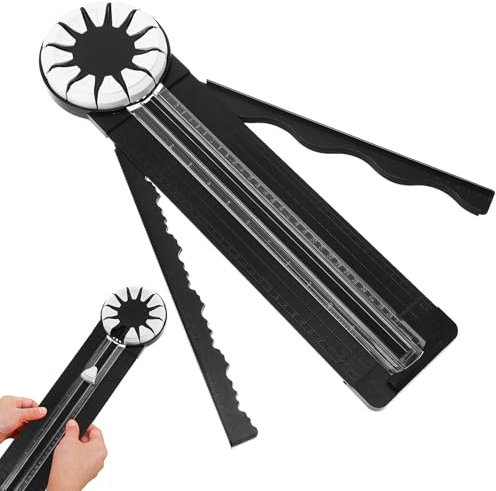Operitacx Cortador de bordes de papel para manualidades, cortador de papel 12 en 1, cortador de papel con 12 tipos de corte para álbum de fotos, arte de postales