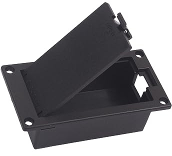 ELAYARD Caja de Batería de 9 V Negra, sin Cable, Montaje Plano, para Guitarra y Ukelele, Conector de Pastilla Eq08, Plástico