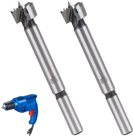 LNJBABAO 2Pcs 15mm Forstner Drill Bit Forstner Bit Wood Drill Bits for Holes Hinge Cutter for Woodworking (Ø6mm, length 95mm, Round Shank) (15mm)