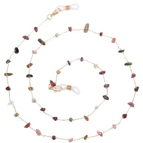 GORGECRAFT Cadena para Gafas con Piedras Preciosas Cuentas de Cristal de Piedra Natural Eslabones de Aleación de Metal Soportes para Gafas de Sol Correa Cordón Colgador Collar para Gafas Joyería Mujer