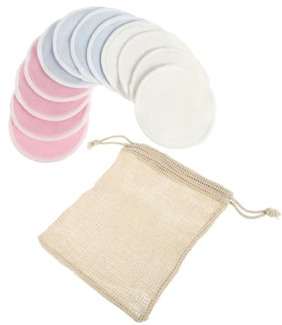 Homoyoyo 13 Stück Wiederverwendbare Abschminkpads aus Bambusfaser Lagige Gesichtsreinigungspads für Sanftes Make Up Entfernen Baumwollbeutel für Täglichen Gebrauch