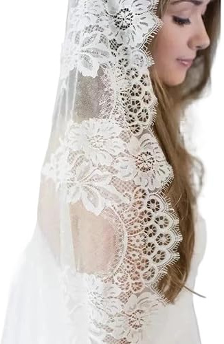 TroHollis Schleier Braut,Schleier Weiße Hochzeitsschleier mit langem Kamm und Spitze, Mantilla, Brautschleier, Hochzeitsaccessoires(300cm)