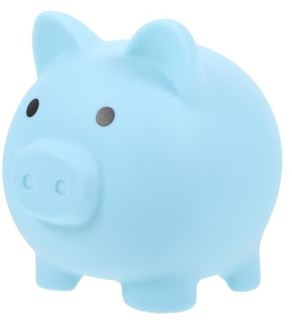 VANZACK Salvadanaio Resistente Decorativo e per Regalo Compleanno e Natale Salvadanaio Forma Maiale Medio Blu per Scrivania