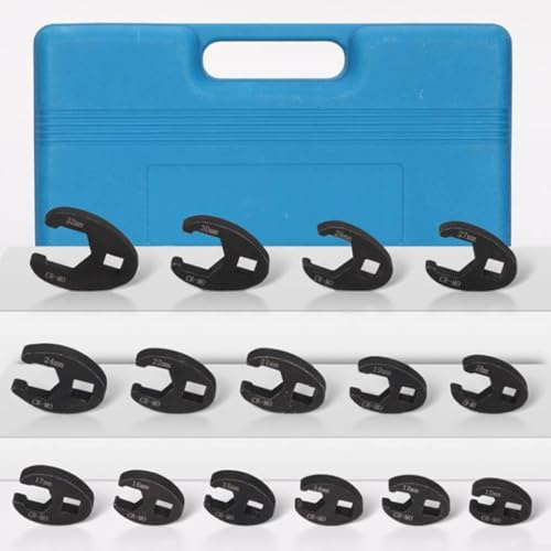 Advokingtap Juego de 19 llaves de pata de gallo, 8-32 mm de extremo abierto, kit de herramientas métricas de cabeza de tuerca acampanada, llaves inglesas de pie de cuervo