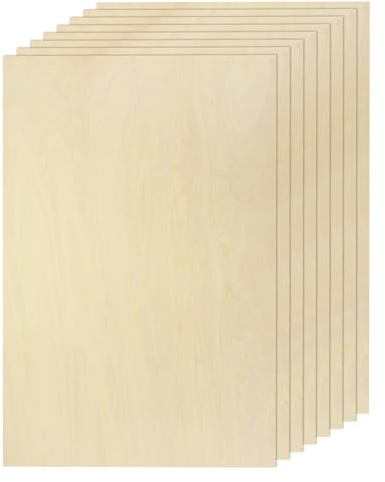 sourcing map 8pcs Basswood Sheet 4 x 6 x 1/4 Unfinished Wood Plywood Boards for Painting Crafts, Laser, Cutting, Engraving