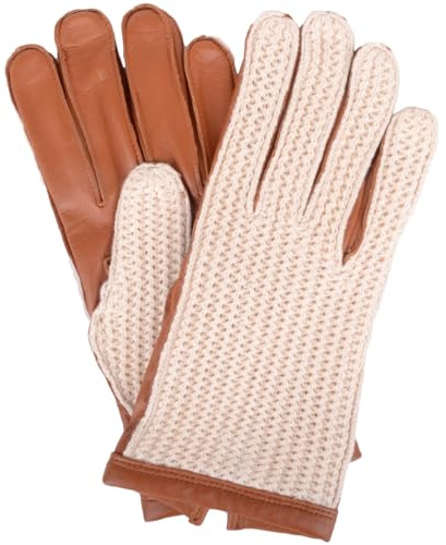 SNUGRUGS Womens Genuine Leather Driving Glove with Crochet Backing - Tan - Medium/Large