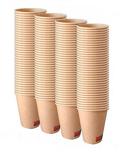 Vasos Desechables de Café Para Llevar - Vasos Cartón para Servir el Café, el Té, Bebidas Calientes y Frías (8 oz - 240 ml, Kraft) - Paquete de 100 vasos