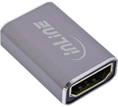Inline Adattatore HDMI A femmina a femmina, 8K UHD, contatti dorati, alloggiamento in alluminio, per prolunga e collegamento di cavi HDMI, 17991A