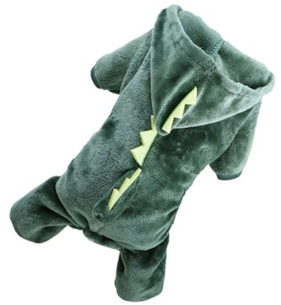 DIYEAH Hundebekleidung Dinosaurier Motiv Korallenfleece Haustierkostüm Hundeweste Warm Atmungsaktiv für Kleine Hunde S