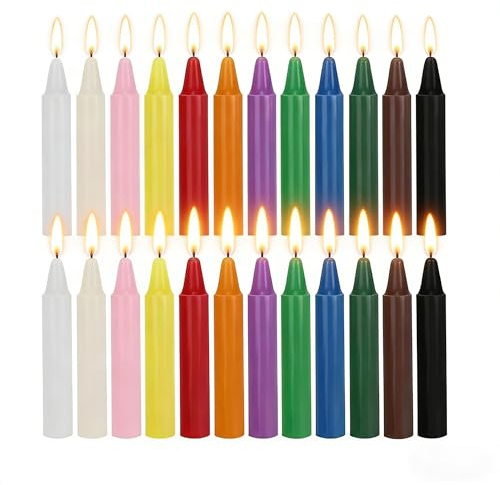 Artisoul 24 Stück Geburtstagskerzen, Stabkerzen Ø 1,2 cm, 10 cm Hoch, Rauchfrei & Tropffrei, Unparfümiert, 12 Farben – Ideal für Geburtstagszug, Geburtstagskranz, Grimm's Ringe, Tischdekoration