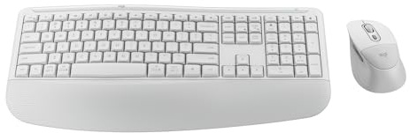 Logitech Signature Comfort Plus Combo MK880, kabelloses Tastatur-Maus-Set | Tastatur in Standardgröße mit Handballenauflage, geräuscharme Klicks, Bluetooth, Windows, macOS, DEU QWERTZ - Weiß
