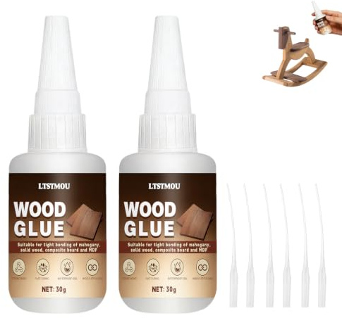 30g*2 Colle Maquette, Colle Bois Extra Forte, Adhésif Transparent pour Bois | Transparenteet à séchage Rapide, Intérieur & Extérieur, Pour Chêne Meubles,Maquette Bois, Chêne,Produits et Artisanat en Bois