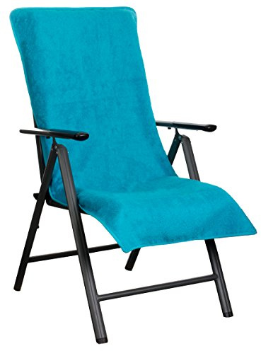 Brandsseller Housse en Éponge pour Chaise de Jardin 65x130 cm – Coussin de Siège d'Extérieur en Coton 100% – Serviette XL Confortable, Antidérapante, Lavable, Certifiée Oeko-Tex – Turquoise