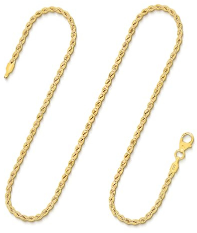 EDELIND Goldkette Damen 585 333 Echtgold - Kordelkette 2.1 mm auch 375, 750 Gelbgold - Halskette für Frauen & Herren mit Geschenkbox