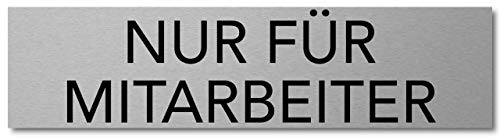 Interluxe Türschild Nur für Mitarbeiter Schild aus Aluminium, selbstklebend, 200x50x3mm modernes Schild als Hinweisschild für Besucher, Mitarbeiter, Gäste, Kunden