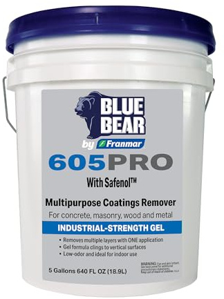 BLUE BEAR 605PRO: Multipurpose Coatings Remover – Professional, Low-Odor, Non-Caustic Formula Removes Paint, Varnish, Enamel & Urethane from Wood, Metal, Concrete & Masonry – 5 Gal