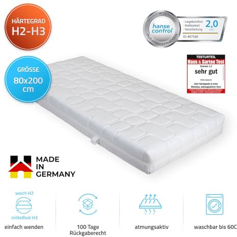 Home Deluxe - Matratze Ortho Dynamic - 100 x 200 cm - weich & mittelfest, Härtegrad: H2 - H3 - Made in Germany - Haus & Garten Note SEHR GUT