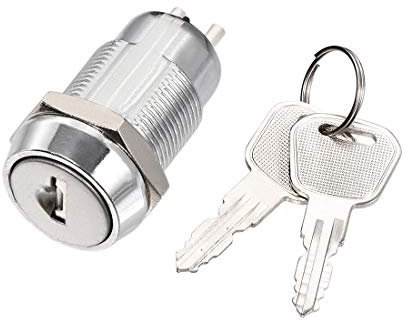 Sourcingmap 19mm 2 Positions Key Locking Push Button Switch with 2 Keys ON-Off S1906 1pcs