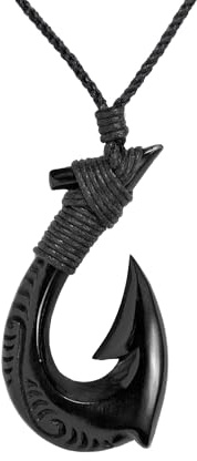 81stgeneration Handgeschnitzte Horn HEI Matau Halskette mit Gravur | Tribal-Halskette für Herren und Damen im Maori-Stil | Surfer Halskette | Geschnitzter Knochenanhänger