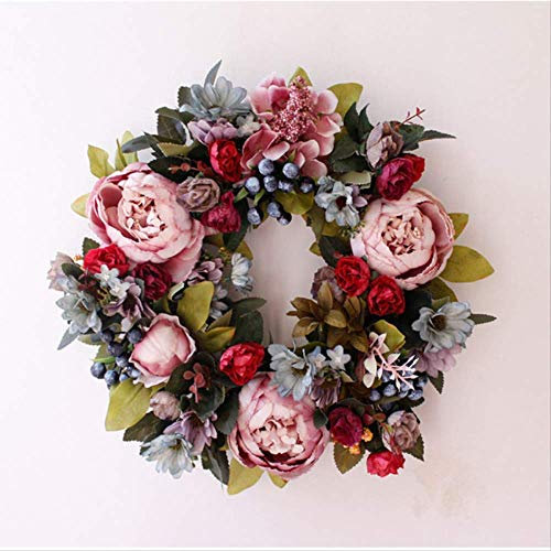 Vimmor Künstliche Kränze Seide Pfingstrose Blumen Beere Runde Simulation Girlande Für Hochzeitsfeier Dekoration Für Zuhause 35cm A