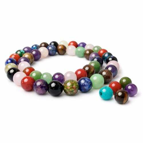 Perlin Edelstein Perlen 4 mm Rund Naturstein Schmuckperlen Mix Quarz Aventurin Amethyst Jade Jaspis Bastelperlen Set 95 Stück für Armband Halskette DIY Schmuckherstellung