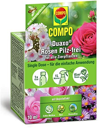 COMPO Duaxo Rosen Pilz-frei, Zur Bekämpfung von Pilzkrankheiten an allen Zierpflanzen, Single Dose, 10 ml