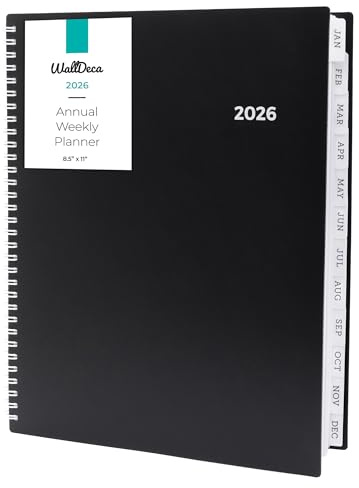 WallDeca 2026 Planner, Agenda Planner With Weekly And Monthly View, Daily Agenda Book And Yearly Planners Calendar Book, Spiral Bound With Tabs, Notes, Goals And Holidays (8.5 x 11 in)