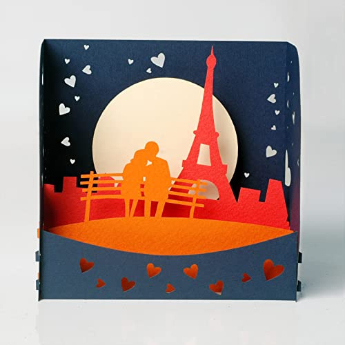 Romantische Eiffelturm-Paar-Karte, 3D-Box-Karte, Liebeskollektion. Perfektes Geschenk für Valentinstag, Jahrestag, Geburtstag, Überraschung, Geschenk für ihn, sie, Ehemann, Ehefrau, Freund, Freundin