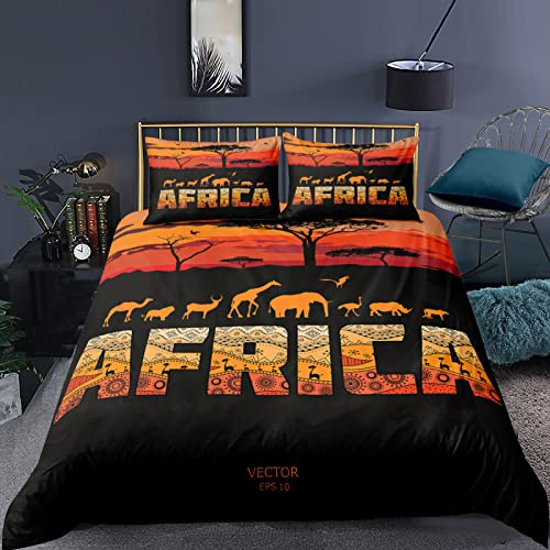 RFFLUX 3D Afrika tropisch Tiere Bettwäsche Set 135x200 cm 2teilig mit Reißverschluss Weiche und Angenehme Schlafkomfort Microfaser Bettbezug Kinderbettwäsche mit Kissenbezug 80x80 cm