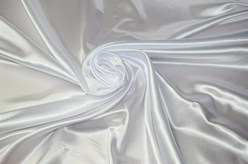 100% Polyester/Poly Silk Premium Silky Satin Fabric, Dressmaking, Wedding, Prom - Dress Craft Fabric Material 58 - 150 cm Wide Sold As 1 Meter Pre - Cut Lengths (White, 1 Meter)