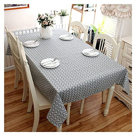 Nappe pour Table Basse en Verre Rectangulaire 6 Couverts Motif D'Épis De Blé Petite Lin Coton Gris Décoration Protection 140X140Cm