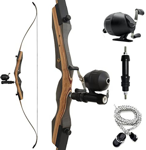 62 Zoll Profi Jagd Angeln Recurve Bogen Set 20-50lbs Rechte Hand Takedown Bogenfischen Bogen Mit Angelrolle Für Erwachsene Sportbogen (50LBS)