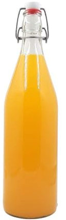 KWARE Vintage Style Glass Bottles 1 Litre Swing Top Bottles - Ideal for Domestic or Commercial Use - Fill with Water, Wine, Liquor, Oil, Beer, Schnapps or Cordials (Clear)
