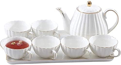 Simoll Juego de 7 Platos de Porcelana para Taza de café expreso, Turco, Griego, árabe, para el hogar, Taza de té con Flores de cerámica para el hogar, Juego de té de la Tarde en inglés, Juegos de v