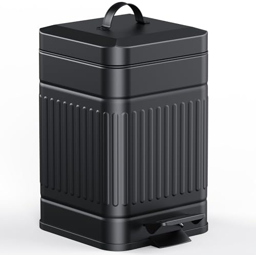 CEROELDA Small Trash Can with Lid-1.3 Gal-Dog Poop Trash Can Outside-Black