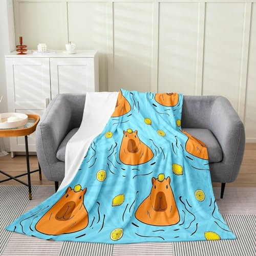 Kuscheldecke Flauschig 100x135 Mädchen Junge 3D Decke Cartoon-Wasserschwein Flanell Fleecedecke Weich und Warme Wohndecken Kuscheldecken Sofa Bett Überwurfdecke Sofadecke Couch Blanket Y7799