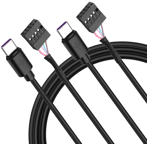 MEIRIYFA USB 2.0 9Pin 10Pin to USB C Adapter Cable, USB 2.0 10Pin Motherboard Serial Female to USB 3.1 Type C Male 24AWG Extender Converter Cable - 50CM (2PCS)