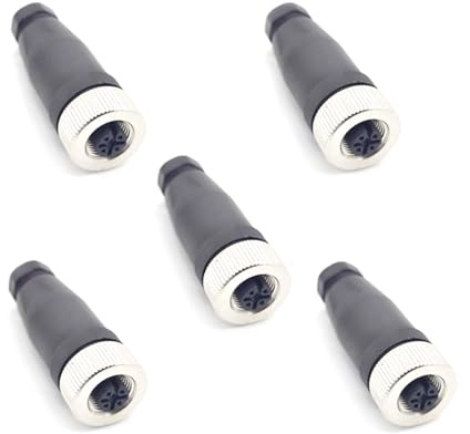 5 Stücke M12 5 poliger Weibliche Rundsteckverbinder, vor Ort montiert mit 12mm verdrahtetem Sensor industrieller Rundstecker IP67 ungeschirmter A Code gerader 125V 4A