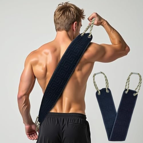 AHLPO Peeling Rückenschrubber für Dusche, Doppelseitig Rückenwaschgurt, Rückenpeeling Waschlappen mit Griffen, Körperpeeling Rücken Waschhilfe, Rückenschrubber Körperbürste für Männer und Frauen