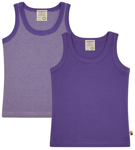 loud + proud dubbelpack undertröja, linne, finribbad av ekologisk bomull och GOTS certifierad, violett, 86-92