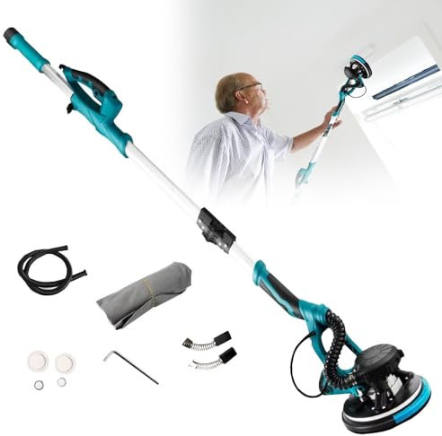 Ponceuse Murale, 800W Ponceuse, avec Disque De Ponçage et LED, Vitesses Ajustables, pour Plafonds,Parquets,Murs Intérieurs
