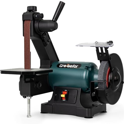 6 Bench Grinder & 1x30 Belt Sander Combo, Bench Belt Sander & Grinder for Metalworking, Belt Grinder for Knife Making, sharpening
