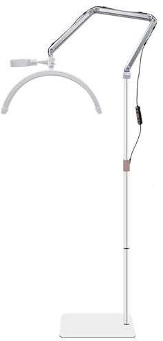 Luz LED de media luna, temperatura de color 3000 K-6000 K, orientable, estable, soporte y soporte para teléfono, color blanco