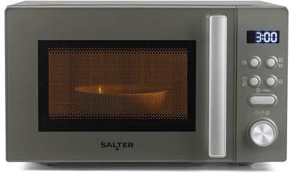 Salter Cosmos Microwave, Digital Solo Microwave, 20L, 800W | 8 Auto Cook Programs, 95 Minute Timer, 25.5 Cm Glass Turntable, LED Display, Cosmos Grey Finish, 44 x 35 x 25 Cm