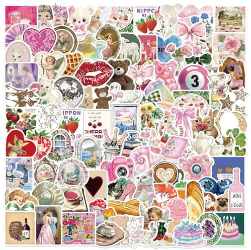 Y2k Aesthetic Stickers,Vinyl Waterproof Sticker for Laptop, Water Bottle,Guitar, Gifts for Girls,Teens,Adults(Cute Stickers)