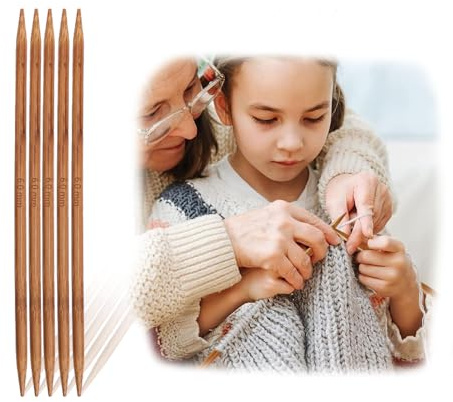 Altaroo 5 Stück Stricknadeln 20cm, Bambus Stricknadel 6mm, Nadelspiel Set, Stricknadeln Set zum Stricken von Schals, Pullovern, Mützen, Puppen, Socken
