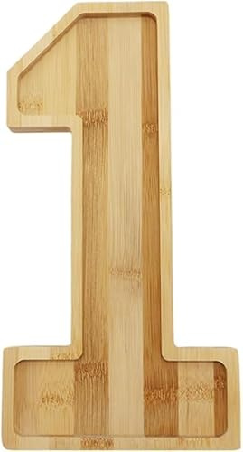 Boîte à charcuterie en bois réutilisable en forme de chiffre pour anniversaire, plateau de service pour fête d'anniversaire, assiettes de service, gâteaux de bonbons (chiffre 1)