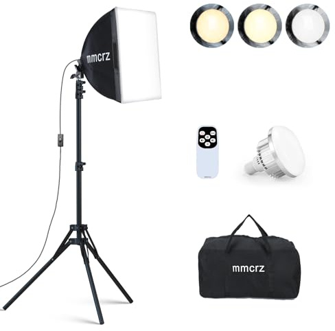 mmcrz lampade professionali 40x40 cm lampadine LED E27 85W 2700-6500K illuminazione continua per fotografia, registrazione video, streaming