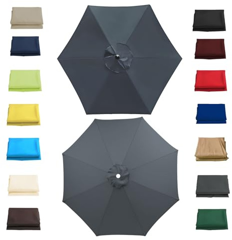 2M 2.30M 2.7M 3.0M Telo di Ricambio per Ombrelloni 6/8 Stecche, Copertura di Ricambio per Ombrellone da Giardino Esterni, Impermeabile Poliestere Tende per Ombrellone(Grigio,3.0m/6 Arms)